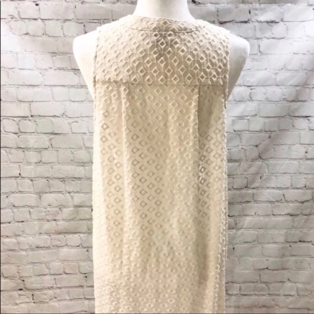 HD in Paris Anthropologie High Low Tunic Top Cream Size Large Diamond Print